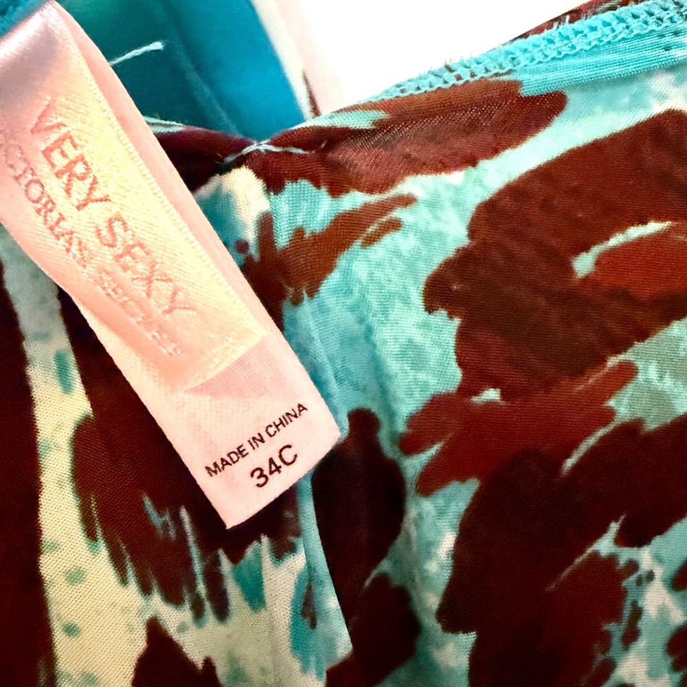 Victorias Secret Very Sexy Cheetah Camisole with Built in Bra 34/C Teal/Brown💙🤎 - Picture 4 of 13